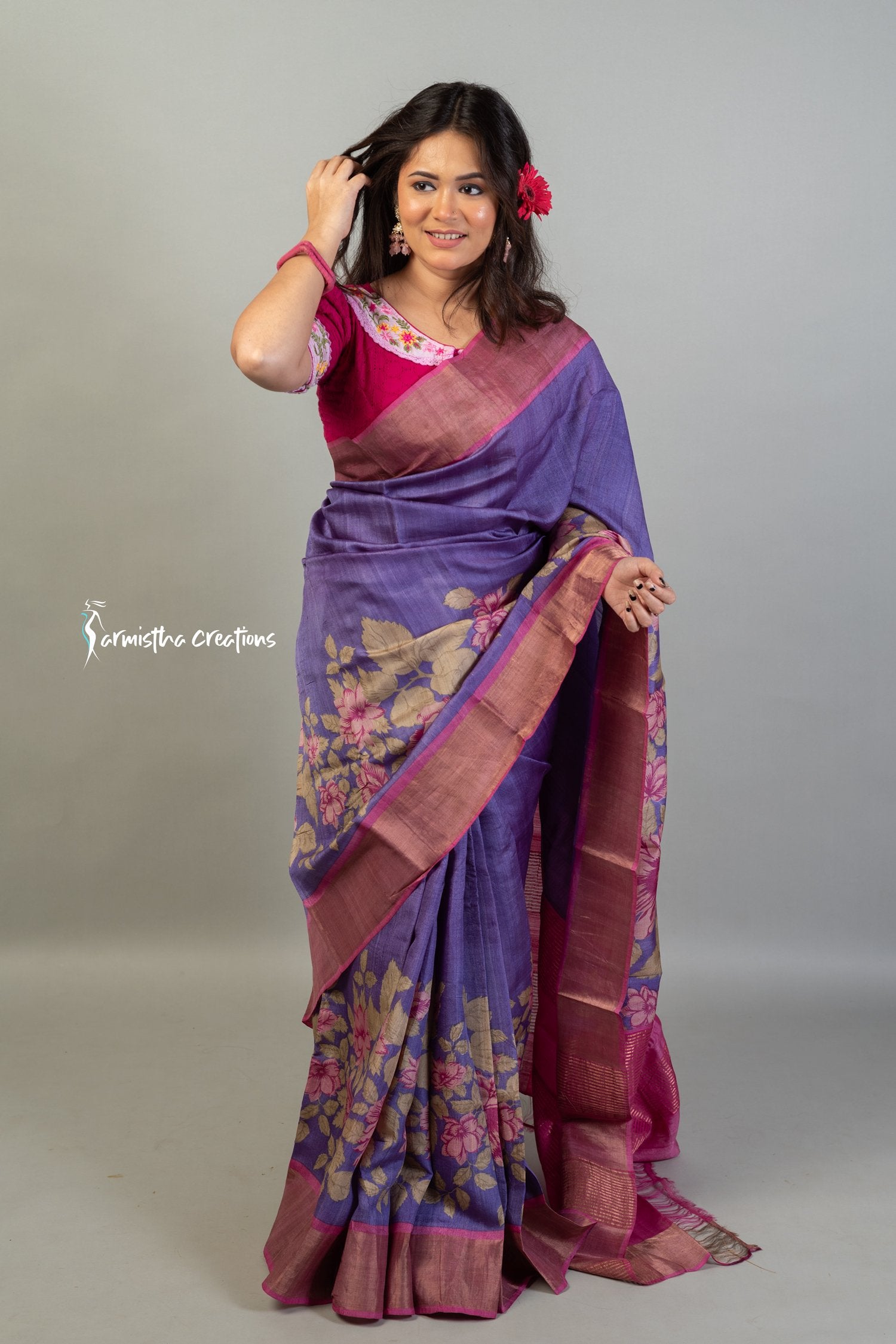 Zari Border Pure Tussar Silk Saree dtzbhbp-099 image 0