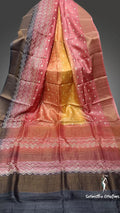 Zari Border Pure Desi Tussar Silk Saree With Hand-Block Printing dtzbhbp-012 image 0
