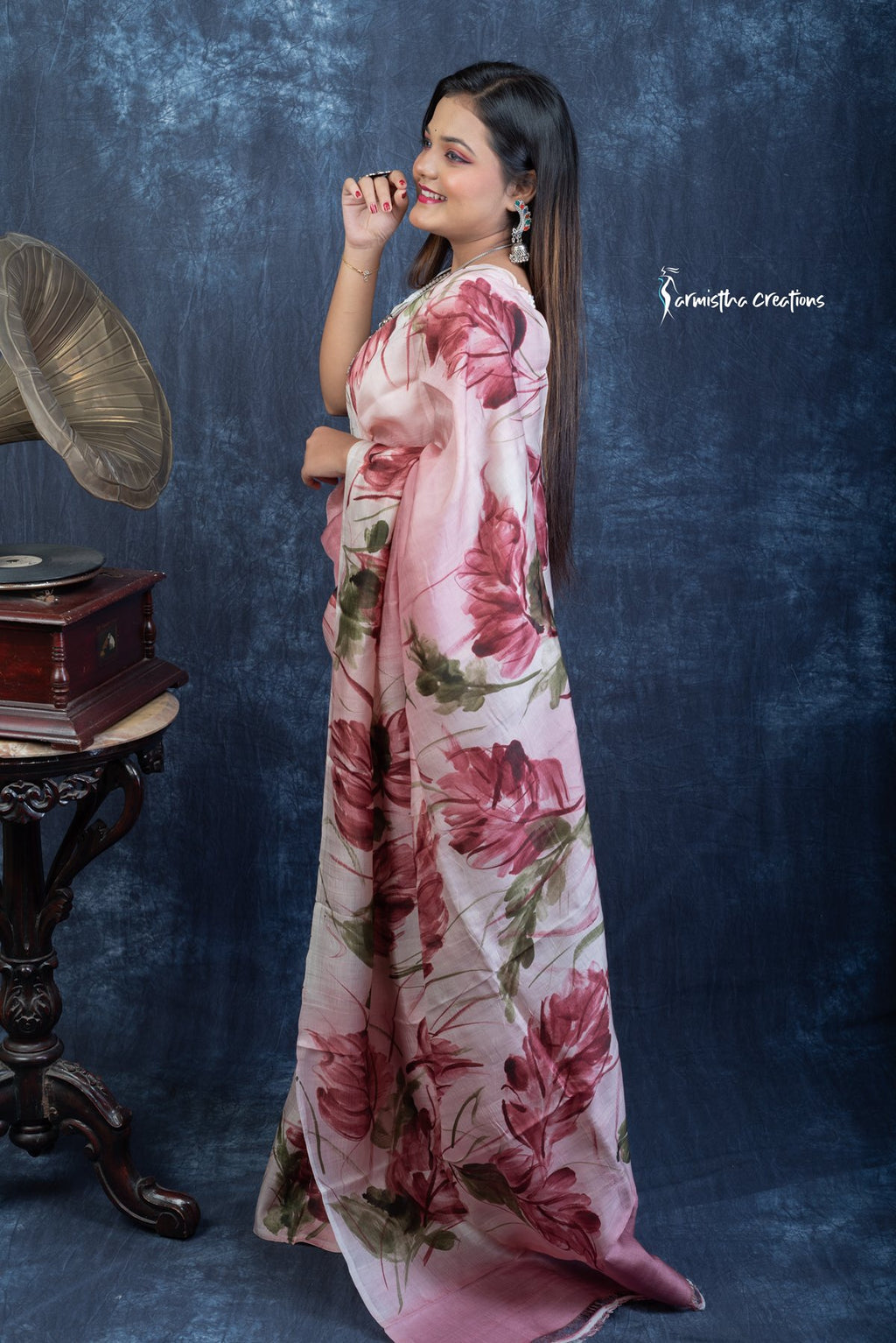 Dusky Rose - Hand-Painted Bishnupuri Silk Saree | Bshp-004 image 3