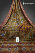 Zari Check Tassar With Hand Kalamkari Mustard zctkhp-003 image 0