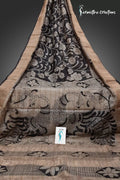Zari Check Tassar With Hand Kalamkari Black zctkhp-004 image 0