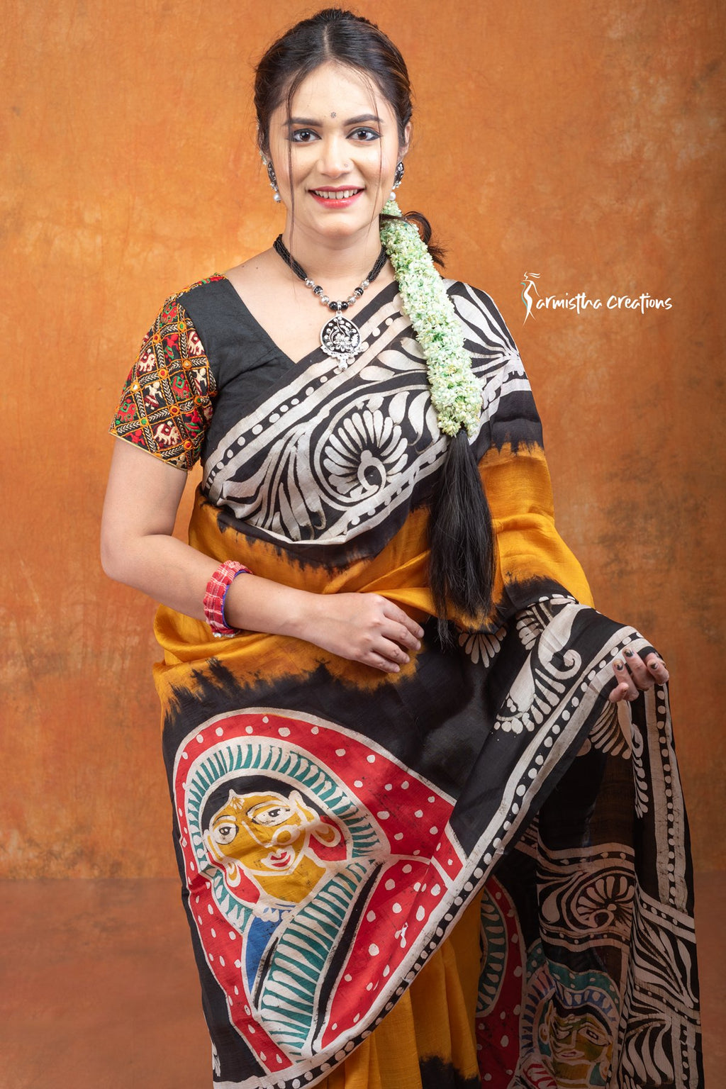 Bishnupuri Silk Saree With Wax Batik | bssp-004 image 1