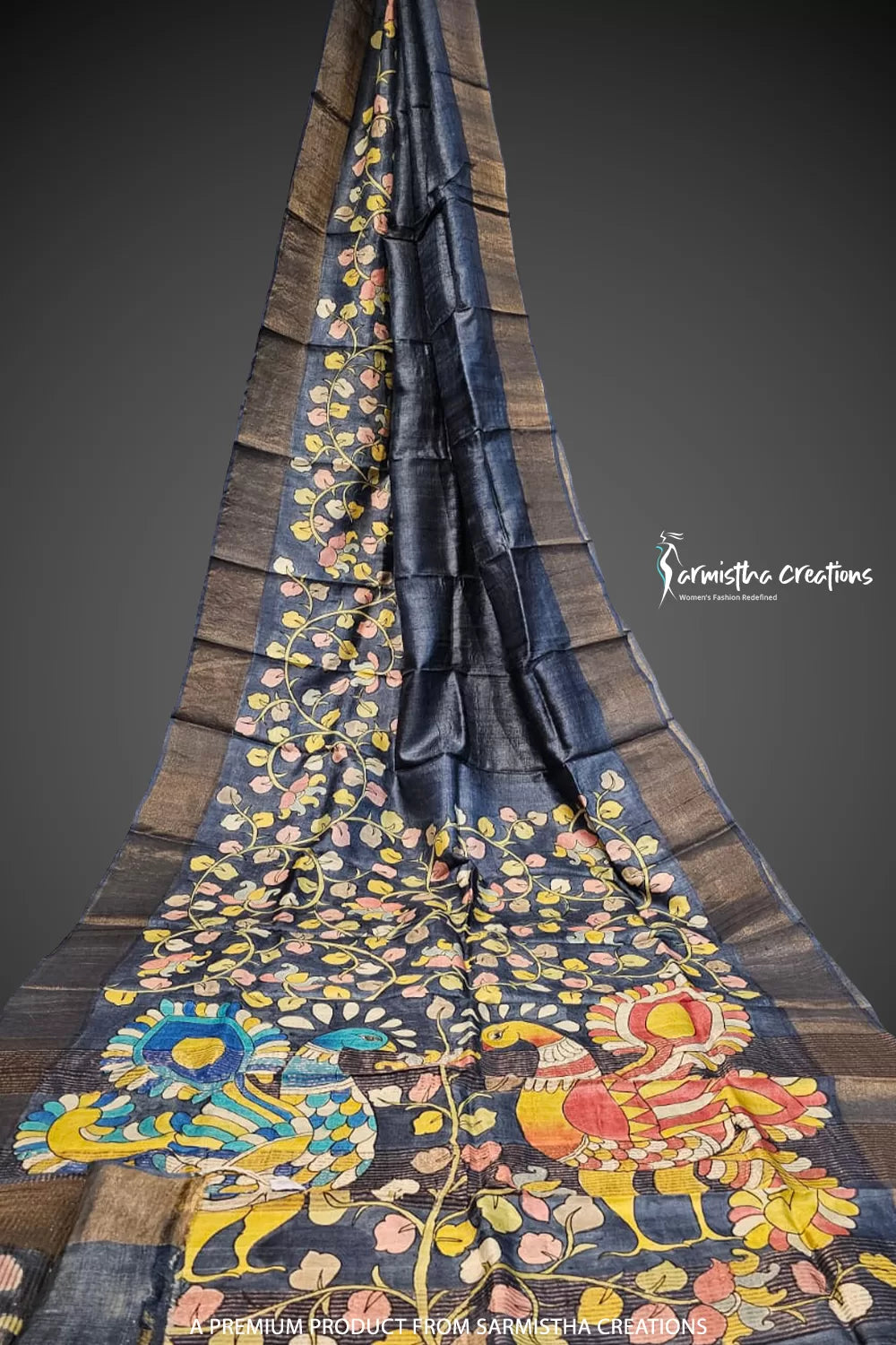 Zari Tussar Saree With Hand Kalamkari zthpk-008 image 0