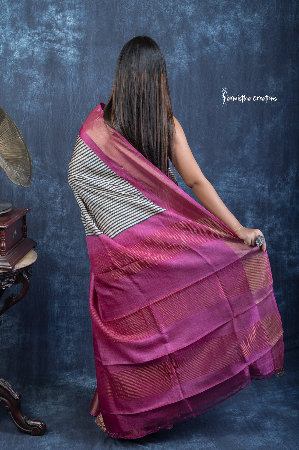 Royal Raga – Block Printed Zari Tussar Silk Saree | dtzbhbp-116 image 8