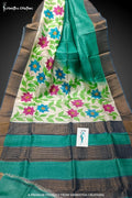 Zari Border Pure Desi Tussar Silk Saree With Hand-Block Printing dtzbhbp-098 image 0