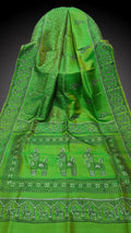 Hand-Block Printed Pure Bishnupuri Katan Silk Saree image 0