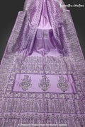 Hand-Block Printed Pure Bishnupuri Katan Silk Saree image 0
