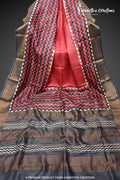 Zari Border Pure Desi Tassar Silk Saree With Hand-Block Printing dtzbhbp-047 image 0