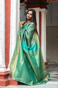 Tussar Saree with Mina Work (Green) image 0