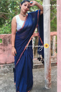 Atrangi Pure Mul Cotton Saree Navy image 0