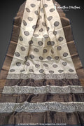Zari Border Pure Desi Tassar Silk Saree With Hand-Block Printing dtzbhbp-053 image 0