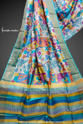 Zari Border Pure Desi Tussar Silk Saree With Hand-Block Printing dtzbhbp-078 image 0