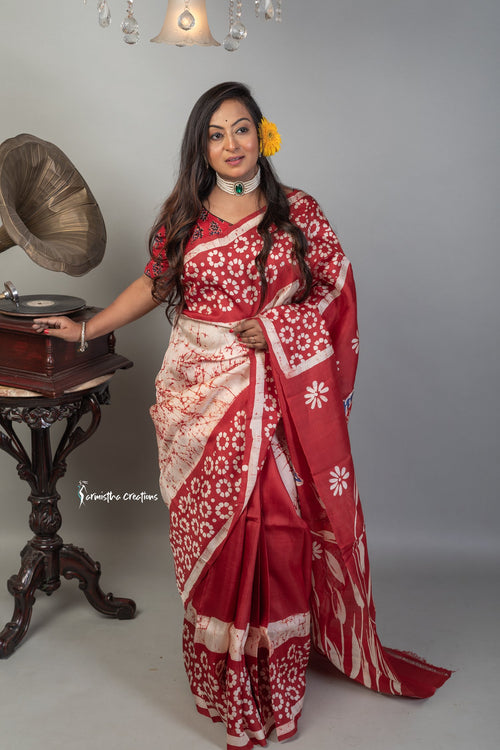 Bishnupuri Silk Saree With Wax Batik (bswb-005) image 0