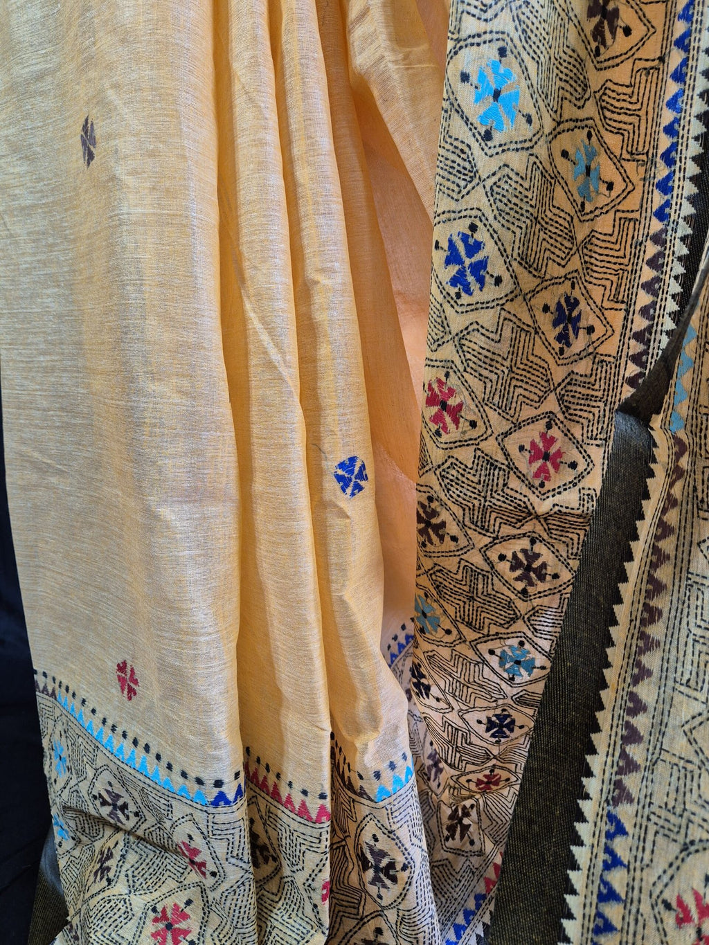 Kantha Stitch on Peach Dhonekhali Cotton image 2
