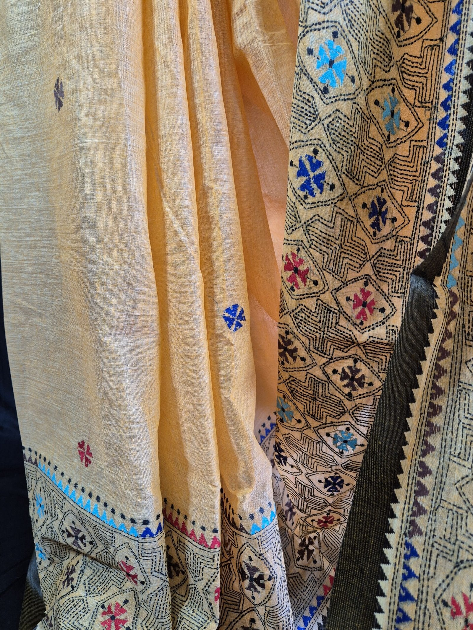Kantha Stitch on Peach Dhonekhali Cotton image 2