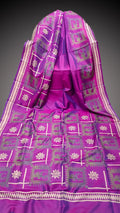 Hand-Block Printed Pure Bishnupuri Katan Silk Saree image 0