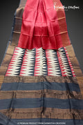 Zari Border Pure Desi Tassar Silk Saree With Hand-Block Printing dtzbhbp-040 image 0