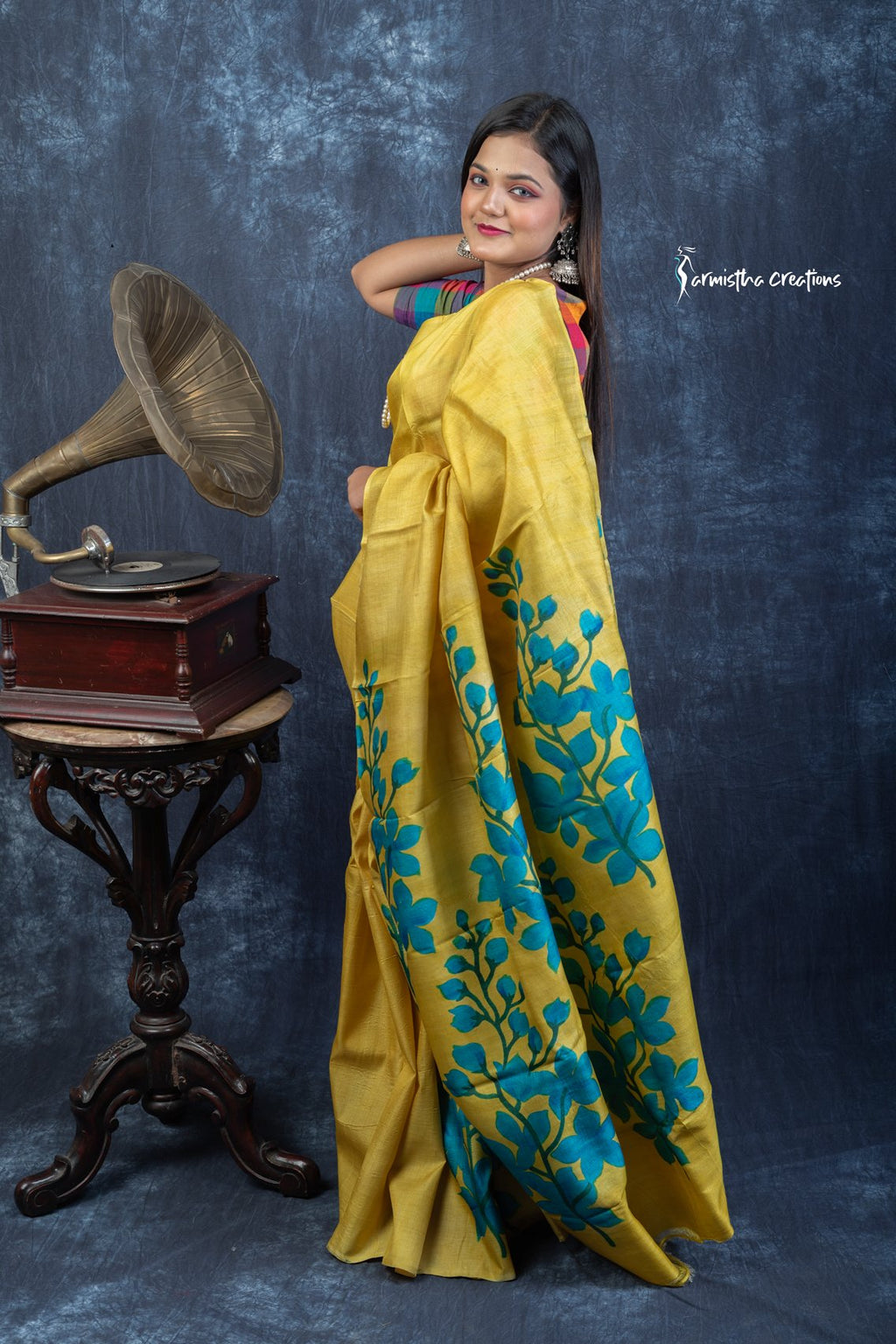 Aabhaa – Hand Painted Pure Tussar Silk Saree | hpts-001 image 5