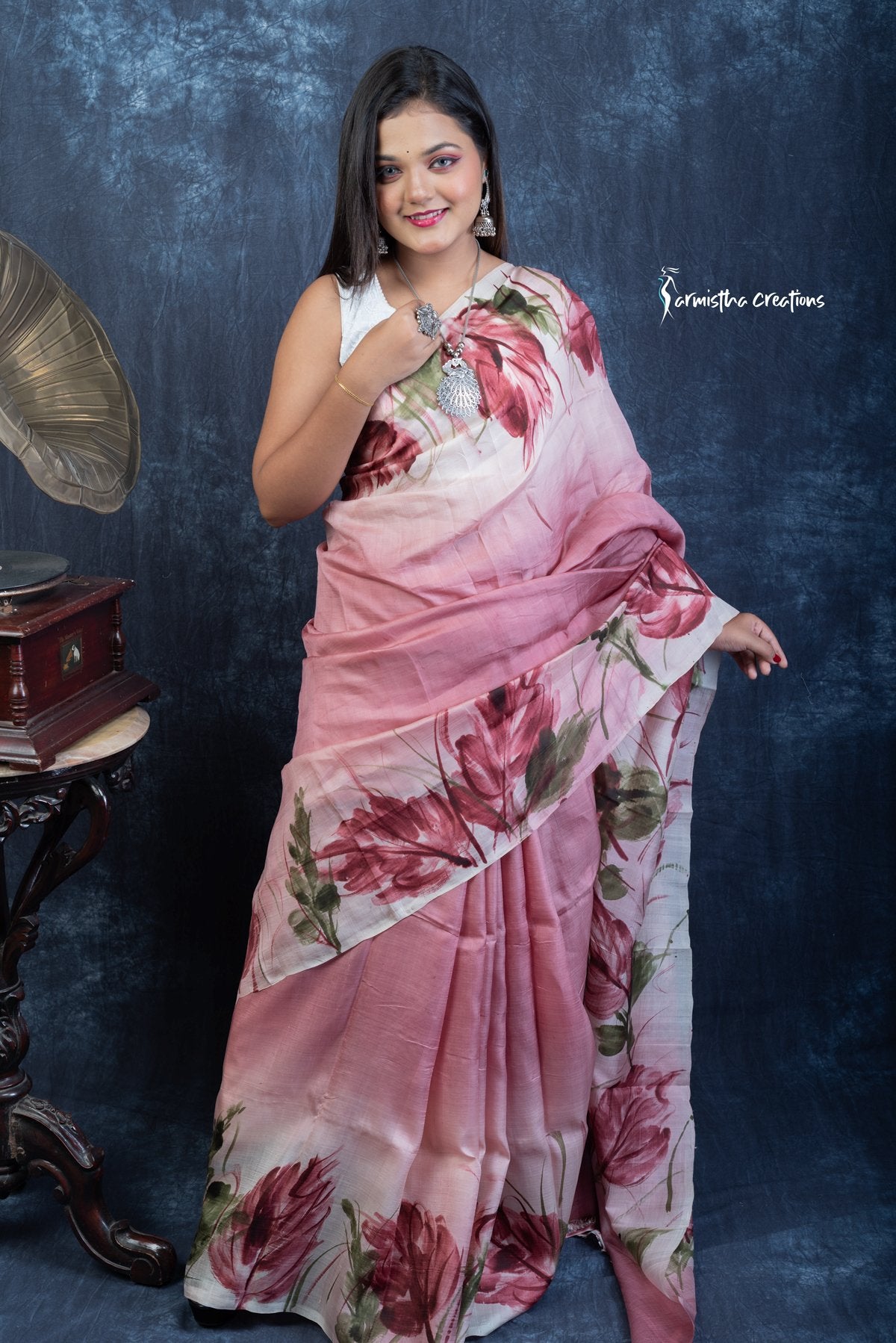 Dusky Rose - Hand-Painted Bishnupuri Silk Saree | Bshp-004 image 2