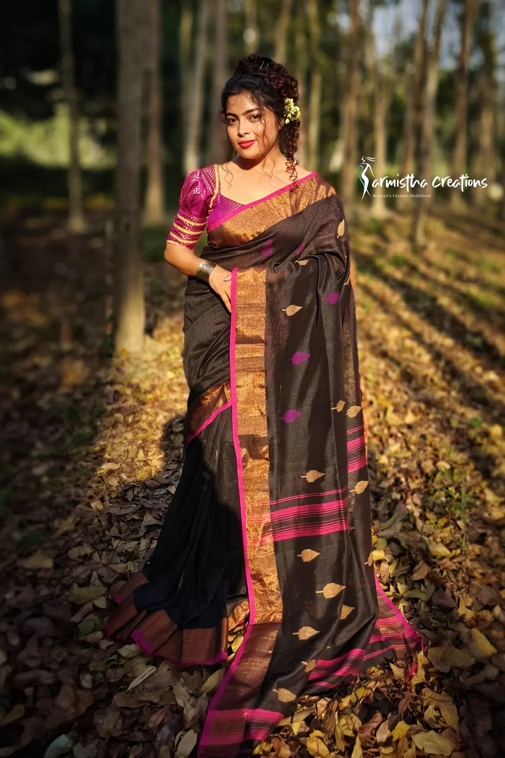 Pure Handloom Cotton Saree Black image 0