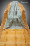 Zari Border Pure Tussar Silk Saree With Hand-Block Printing dtzbhbp-110 image 0