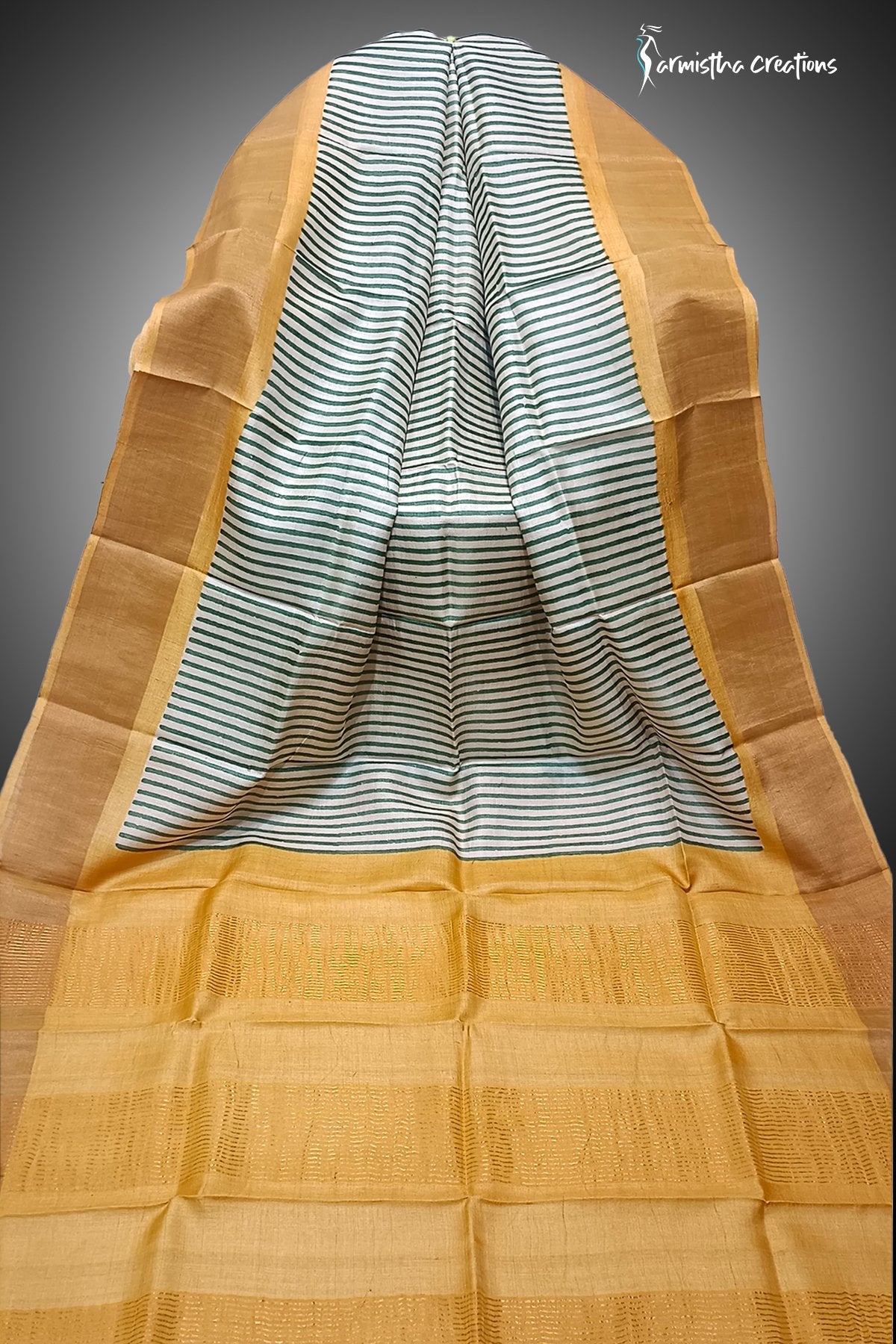 Zari Border Pure Tussar Silk Saree With Hand-Block Printing dtzbhbp-110 image 0
