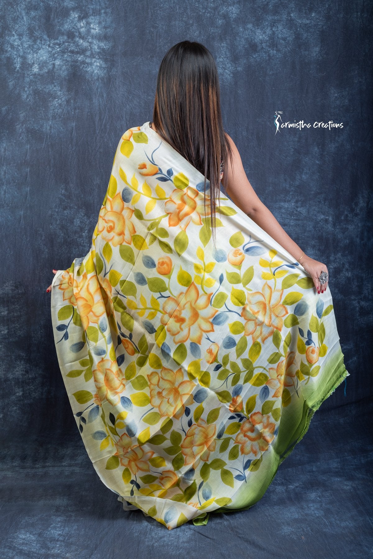 Garden Whispers – Hand-Painted Bishnupuri Silk Saree | bshp-008 image 6