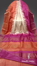 Zari Border Pure Desi Tassar Silk Saree With Hand-Block Printing | dtzbhbp-017