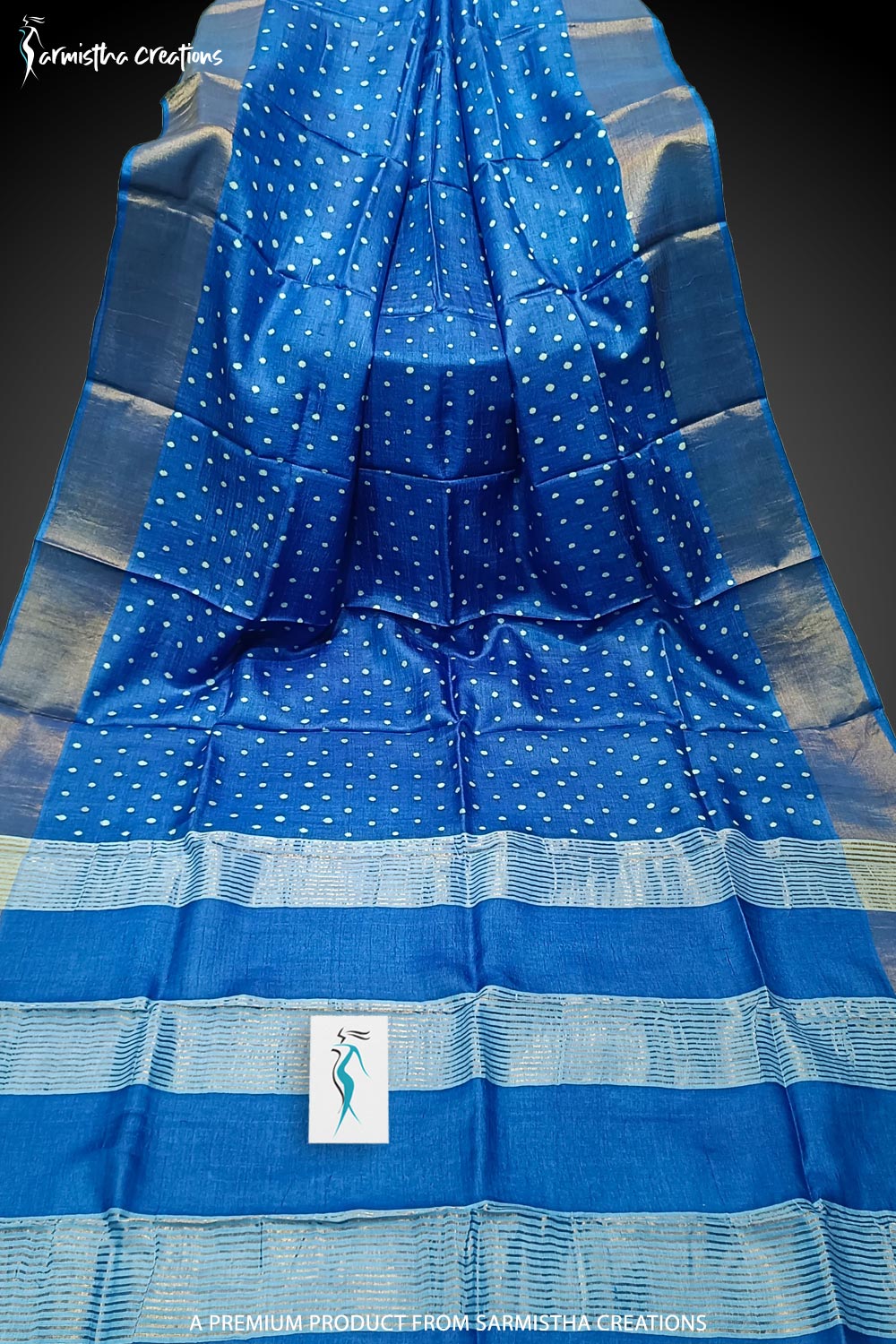 Zari Border Pure Desi Tussar Silk Saree With Hand-Block Printing | dtzbhbp-086