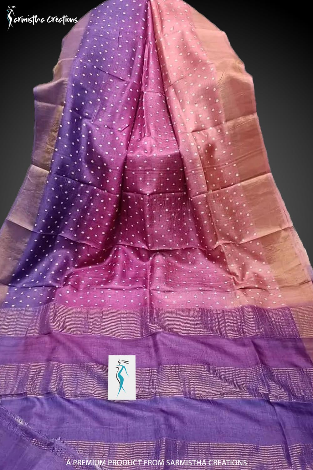 Zari Border Pure Desi Tussar Silk Saree With Hand-Block Printing | dtzbhbp-088
