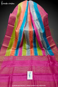 Zari Border Pure Desi Tussar Silk Saree With Hand-Block Printing | dtzbhbp-092
