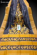 Zari Border Pure Desi Tussar Silk Saree With Hand-Block Printing | dtzbhbp-096