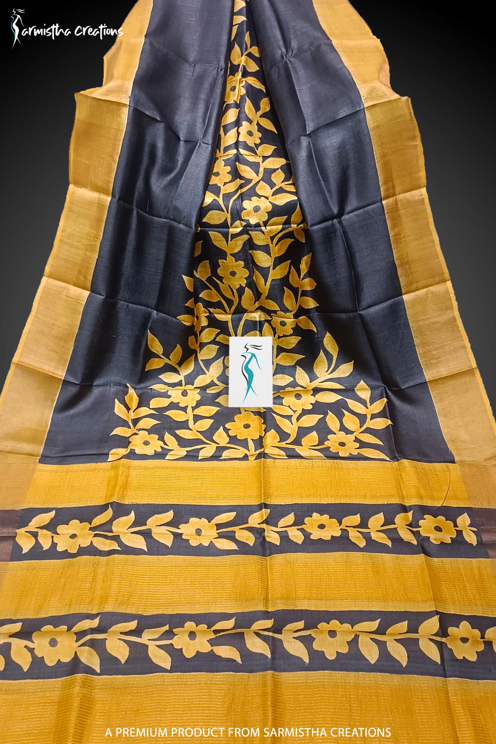 Zari Border Pure Desi Tussar Silk Saree With Hand-Block Printing | dtzbhbp-096