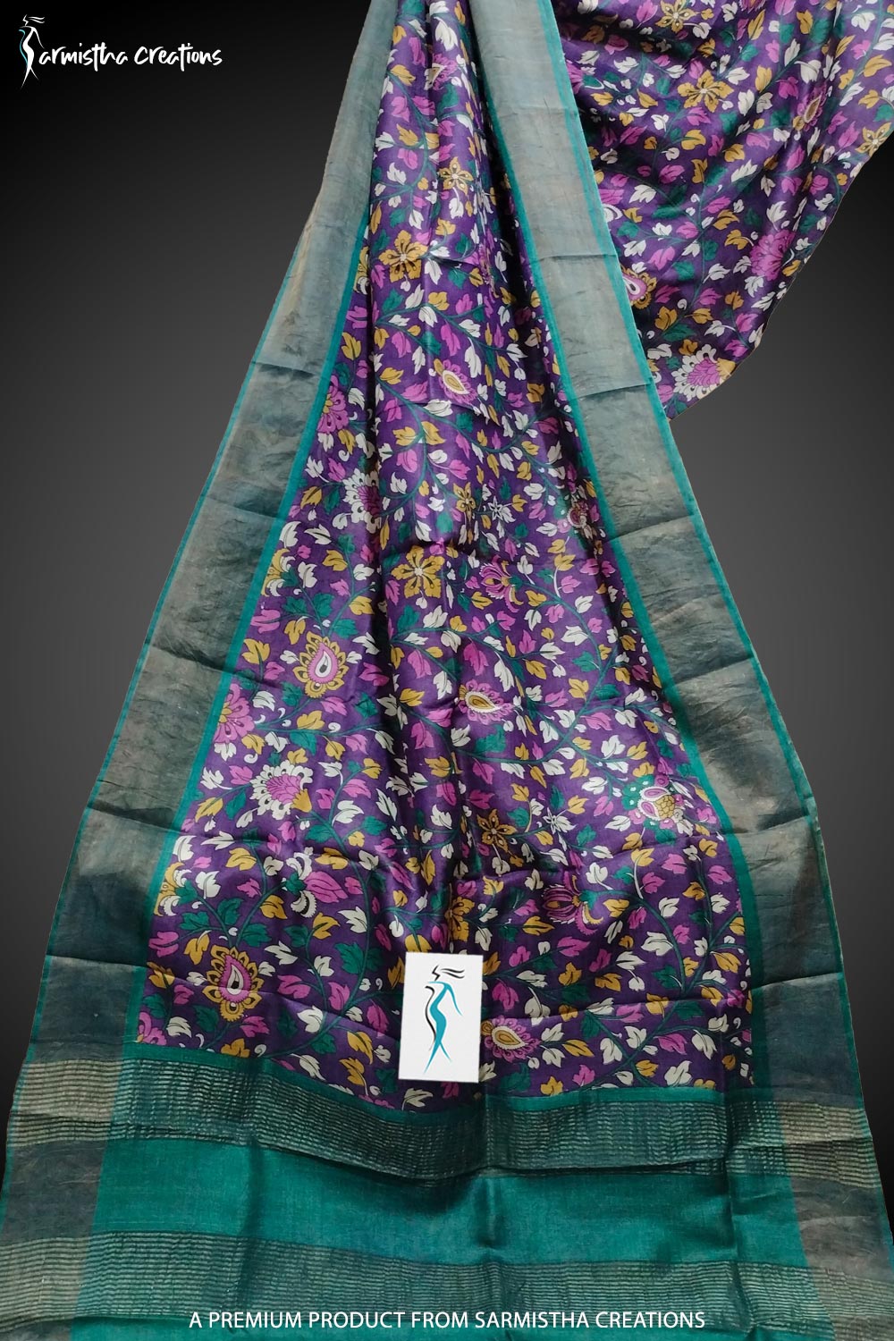Zari Border Pure Desi Tussar Silk Saree With Hand-Block Printing | dtzbhbp-097