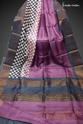Mulberry Mist - Zari Tussar Silk Saree with Hand Block Print in Steel Blue & Aqua | dtzbhbp-127