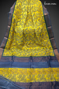 Aranyalipi - Yellow Artisanal Zari Border Pure Tussar Silk Saree | dtzbhbp-128