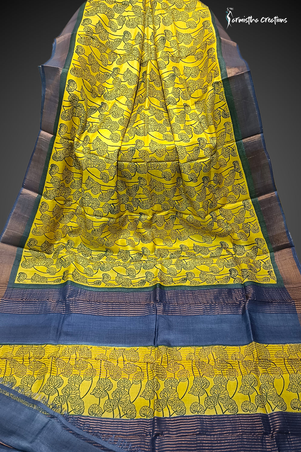 Aranyalipi - Yellow Artisanal Zari Border Pure Tussar Silk Saree | dtzbhbp-128
