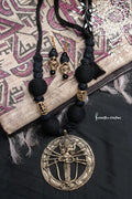 Hand-Made Dokra Durga Necklace (Round, Black) image 0