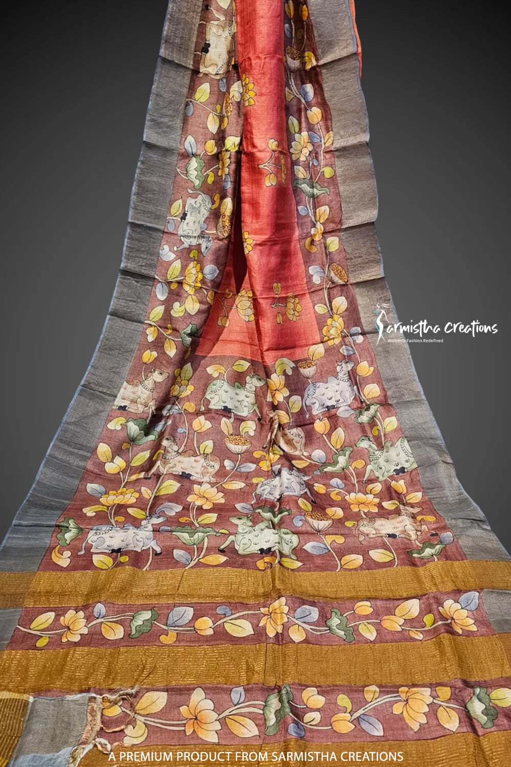 Zari Tussar Saree With Hand Kalamkari zthpk-005 image 0