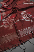 Handloom Cotton Jamdani Maroon image 0