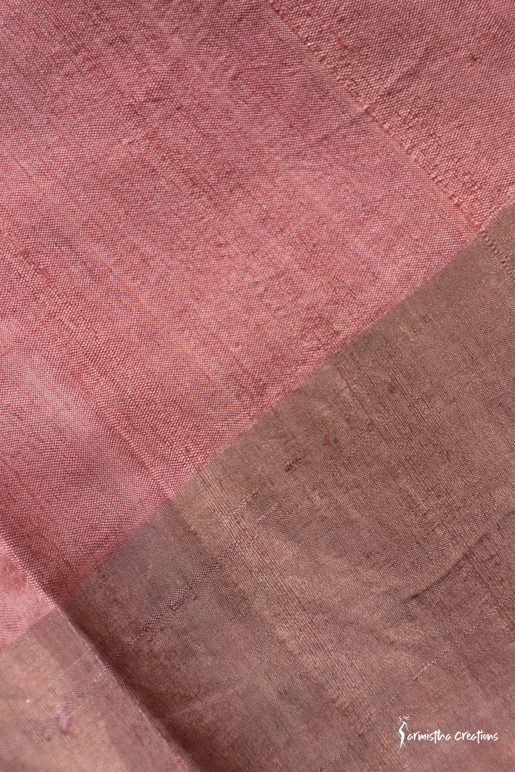 Forest Bloom – Zari Border Tussar Saree with Hand Block Prints | dtzbhbp-091 image 9