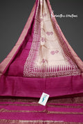 Zari Border Pure Desi Tassar Silk Saree With Hand-Block Printing dtzbhbp-060 image 0