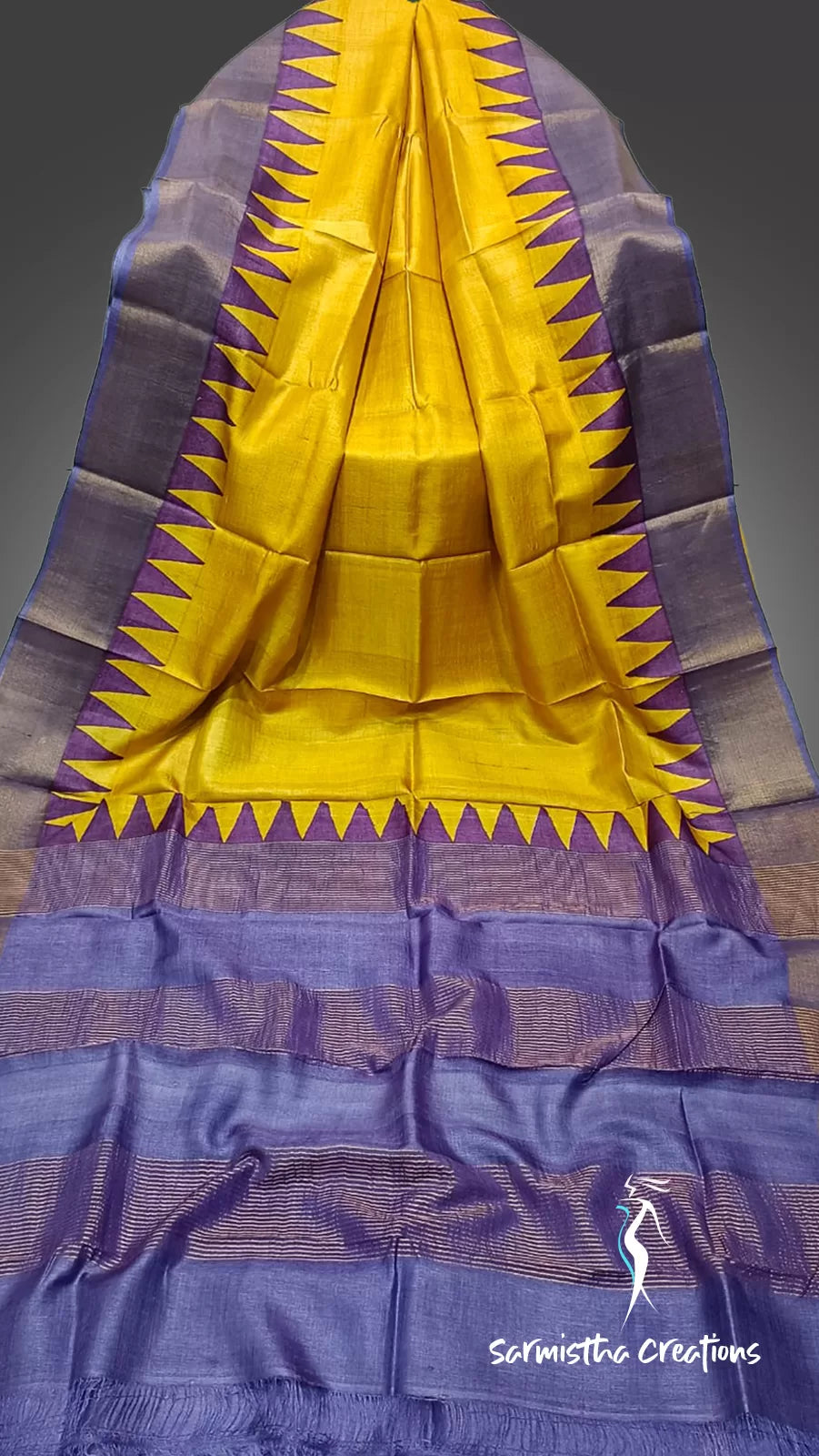 Zari Border Pure Desi Tussar Silk Saree With Hand-Block Printing dtzbhbp-015 image 0