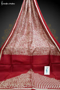 Murshidabad Silk Saree with Hand Block Printing Red Tribal hbpms-009 image 0