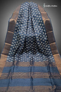 Zari Border Pure Desi Tussar Silk Saree With Hand-Block Printing dtzbhbp-109 image 0