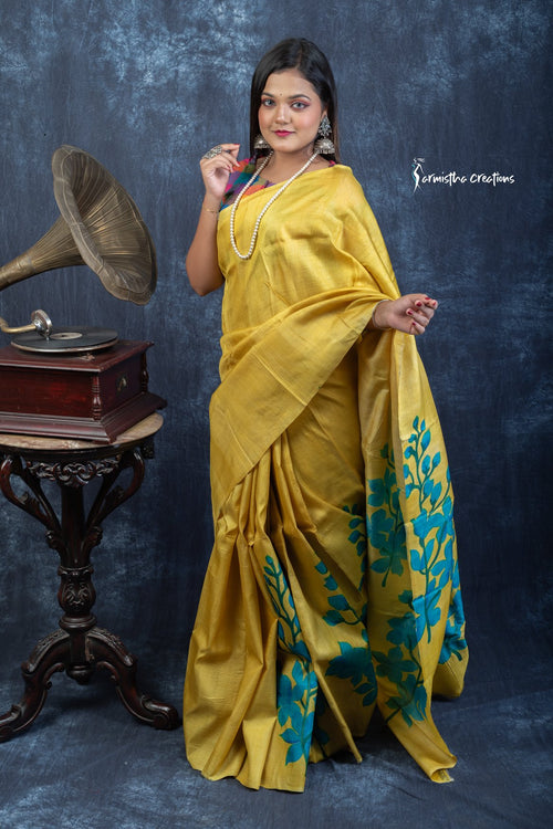 Aabhaa – Hand Painted Pure Tussar Silk Saree | hpts-001 image 0