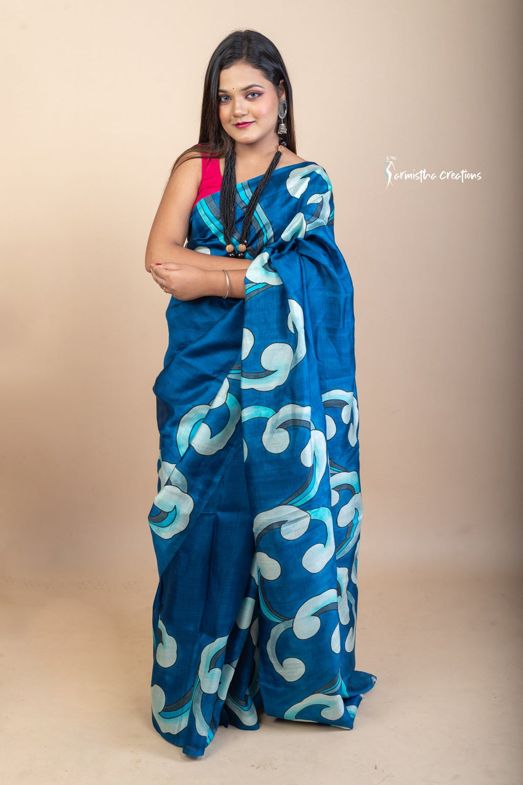 Rippling Waters – Hand Painted Pure Bishnupuri Silk Saree | bshp-005 image 2