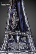 Bishnupuri Silk Saree With Hand Batik Work bssp-008 (Ink Blue) image 0