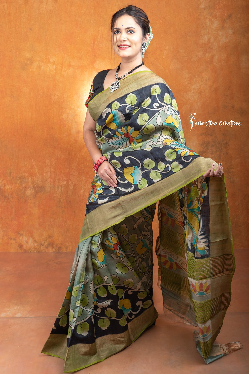 Zari Tussar Saree With Hand Kalamkari zthpk-014 image 3