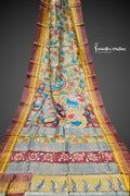 Zari Tussar Saree With Hand Kalamkari | zthpk-004